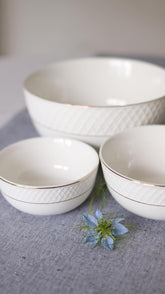 Wilmax Porzellanschale mit Goldrand 12 cm Weiß WL-880102366/A